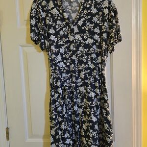 Time and Tru Black and White Floral Mini Dress